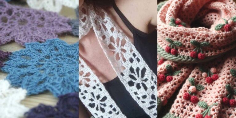 18 Crochet Flower Scarf Patterns