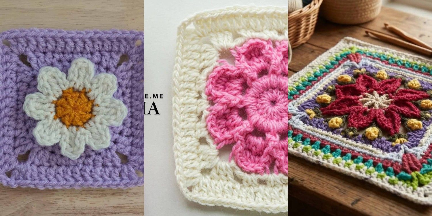 34 Flower Granny Square Crochet Patterns